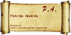 Petrán András névjegykártya